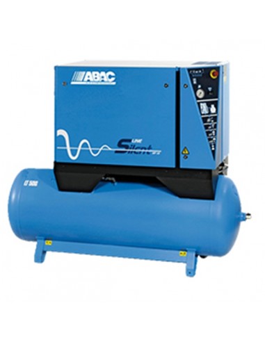 Compresseur d'air silencieux cylindres fonte réservoir horizontal 500 litres ABAC.