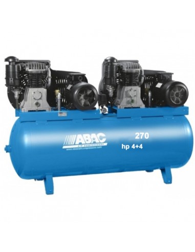 Compresseur d'air ABAC bi-étagé 270 litres 11 bars moteur tandem marche lente 2 x 4 CV