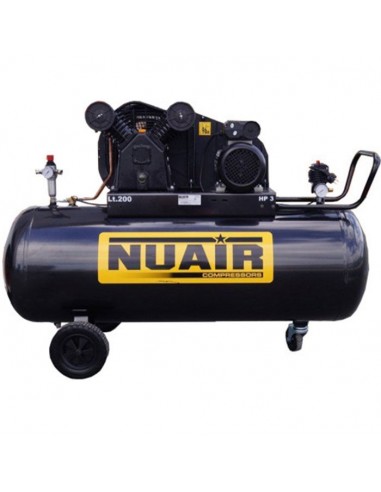 Compresseur d'air à piston réservoir de 200 litres moteur 3 CV tête bi-cylindre NUAIR