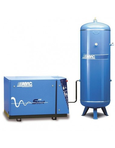 Compresseur d'air silencieux, cylindre fonte, réservoir vertical 500 litres ABAC