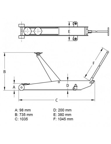 Cric rouleur haute levée VL 2 tonnes...