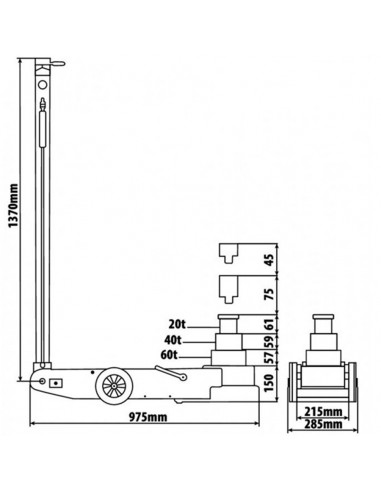 Cric rouleur oléopneumatique 60...